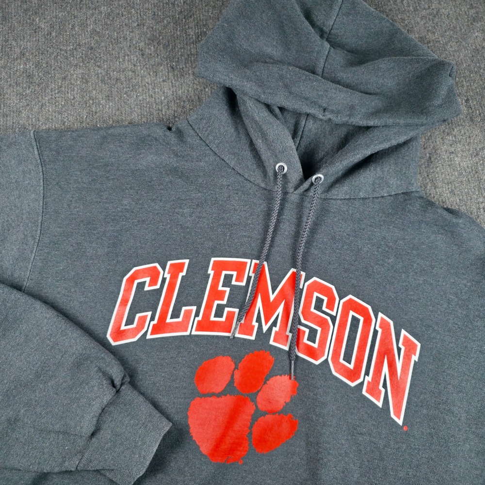 Clemson Tigers Champion Hoodie Mens XL Gray Eco Authentic Collegiate Sweatshirt
